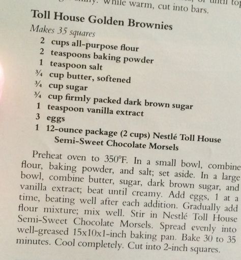 Golden Brownies, Rice Krispie Bars, Toll House, Blondies Recipe, Blondie Brownies, Brownie Points, Bar Cookies, Brownie Bar, Snacks Recipes