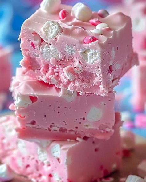 How fun and tasty is this fluffy pink bubblegum cloud fudge? Pretty to look at and fun to eat! Visit website for full recipe at https://northeastnosh.com/f/bubblegum-cloud-fudge #northeastnosh #BubblegumFudge #NoBakeDessert #PartyDessert #SweetTreats #FunDesserts #bubblegumflavor #bubblegum #pinkdesserts #pinkfudge #kidparty #babyshowerdessert #babyshowerpartyfavor Gum Flavors, Bubble Gum Flavor, Fudge Ingredients, Key Lime Cheesecake, Oh Fudge, Pink Bubblegum, Creamy Garlic Chicken, Lime Cheesecake, Creamy Mushroom Sauce