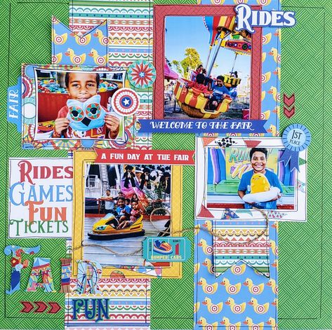 A Fun Day At The Fair - Scrapbook.com Fair Scrapbook Layouts, Ffa Scrapbook Ideas, La County Fair, Circus Food, Pixar Movies, County Fair, Scrapbook Page Layouts, The Fair, State Fair