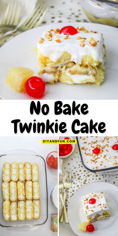 Easy!! No Bake Cake Recipe Made With Twinkies! Desserts Made With Twinkies, Twinkie Cake Recipe Simple, Twinkie Cake Recipe, Easy No Bake Cake, No Bake Cake Recipe, Twinkie Desserts, Twinkie Cake, Prim Crafts, Bake Cakes