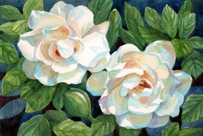 Gardenias Watercolor, Gardenia Flower Painting, Gardenia Drawing Flower, Gardenia Painting, Gardenia Line Art, Gardenia Painting Acrylic, Watercolor Jasmine Flower, Gardenia Watercolor, Jasmine Watercolor