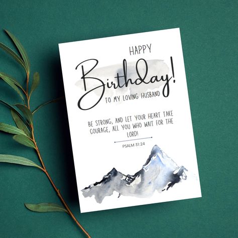 Printable Birthday Card For Husband, Scripture Birthday Card For Him, Christian Bible Verse Card For Husband, PDF Download https://etsy.me/3NlYzuN #blue #birthday #gray #birthdaycard #greetingcard #forhim #forhusband #happybirthday #christian Birthday Card Christian, Birthday Card Ideas For Husband, Christian Birthday Cards, Birthday Card For Husband, Cricut Birthday Cards, Christian Drawings, Christian Birthday, Cricut Birthday, Birthday Card For Him