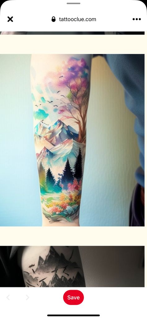 Watercolor Arm Sleeve Tattoo, Mens Watercolor Tattoo, Watercolor Sleeve, Geometric Watercolor Tattoo, Small Watercolor Tattoo, Watercolour Tattoo, Watercolour Tattoos, Funky Hair, Tattoo Zeichnungen