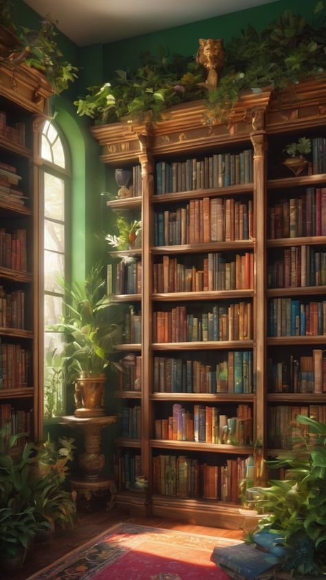 Victorian Bookshelf Aesthetic, Fantasy Bookcase, Whimsical Bookshelf, Victorian Bookshelf, Old Library Aesthetic, Bookshelves Aesthetic, Library Drawing, Library At Home, Cozy Home Library