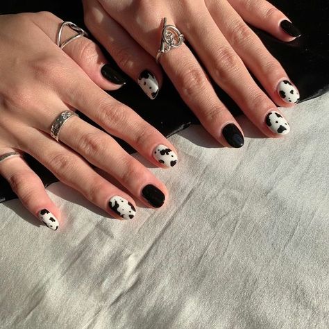 Vintage Nail Art, Nail Black, Black And White Nail, Uñas Ideas, Minimal Nails Art, Cow Nails, Nail Drawing, Vintage Nails, Gel Nails Diy