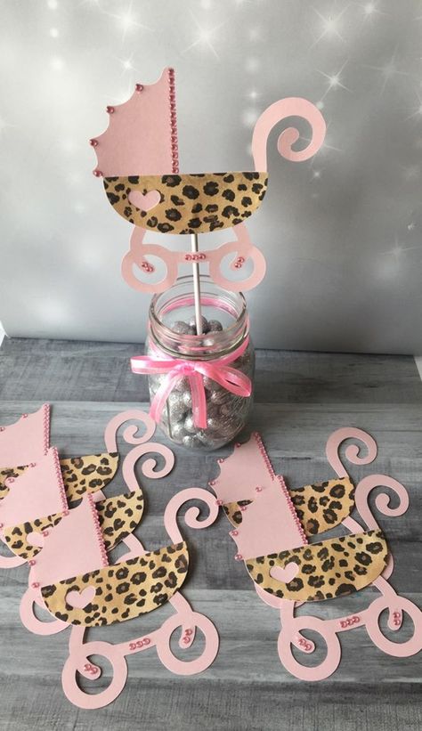 Baby Carriage Centerpiece, Carriage Centerpiece, Leopard Baby Showers, Babyshower Decor, Haunted House Cake, Leopard Print Cake, Cheetah Baby, Leopard Baby, Its A Girl