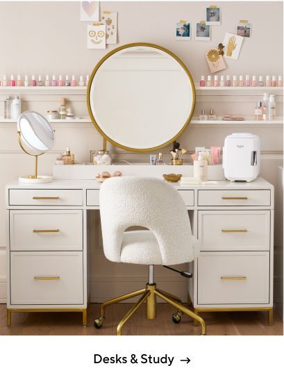 Desks & Study Desk/vanity Ideas, Teen Vanity, Teen Study, Teen Desk, Girls Vanity, Girl Desk, Study Furniture, Study Area