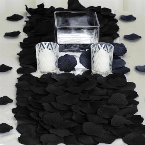 500 Black Silk Rose Petals For Table Confetti Wedding Aisles, Tables Decorations, Rose Petals Wedding, Silk Rose Petals, Rose Bedding, Petal Confetti, Wedding Petals, Wedding Ceremony Flowers, Table Confetti