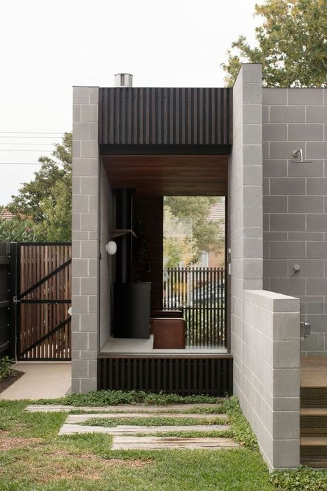 Cinderblock House, Cinder Block House, Concrete Block House, Low Budget House, Concrete Block Walls, Partition Walls, Concrete Houses, Concrete Block, Timber Cladding