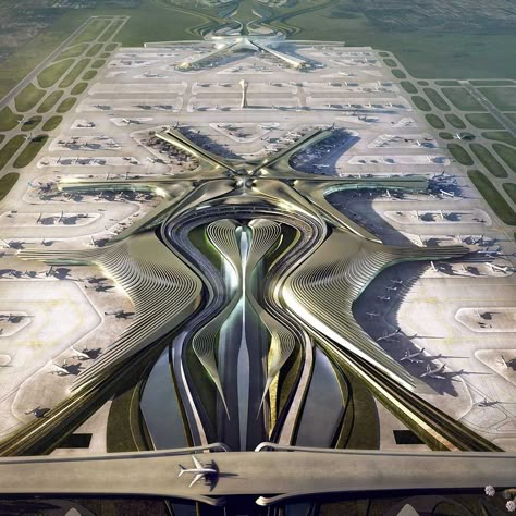 Minecraft Airport, Zaha Hadid Buildings, Zaha Hadid Interior, Beijing Airport, Zaha Hadid Architecture, Zaha Hadid Design, Airport Design, Hand Dryer, Pavilion Design