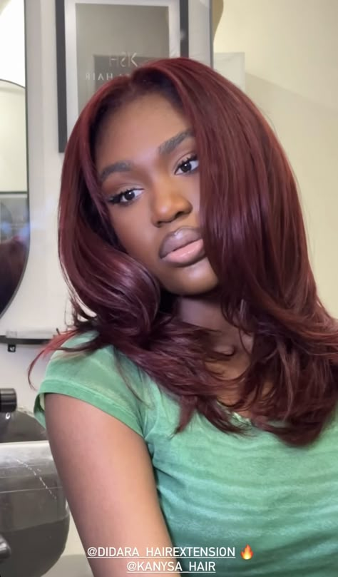 L’oréal Hicolor Magenta And Red, Brown Red Hair Black Women, Burgandy Hair On Brown Girl, Red Hair For Dark Skin, Warm Dark Hair Color, Burgundy Hair Color On Black Women, Red Hair Underneath Black, Rich Chestnut Brown Hair, Cooper Brown Hair Colour