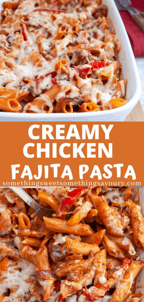 Chicken Pasta Red Sauce, Chicken Fajita Pasta Recipe, Fajita Pasta Recipe, Red Sauce Pasta Recipe, Baked Chicken Pasta Recipes, Fajita Pasta, Red Sauce Recipe, Chicken Fajita Pasta, Homemade Pasta Recipe