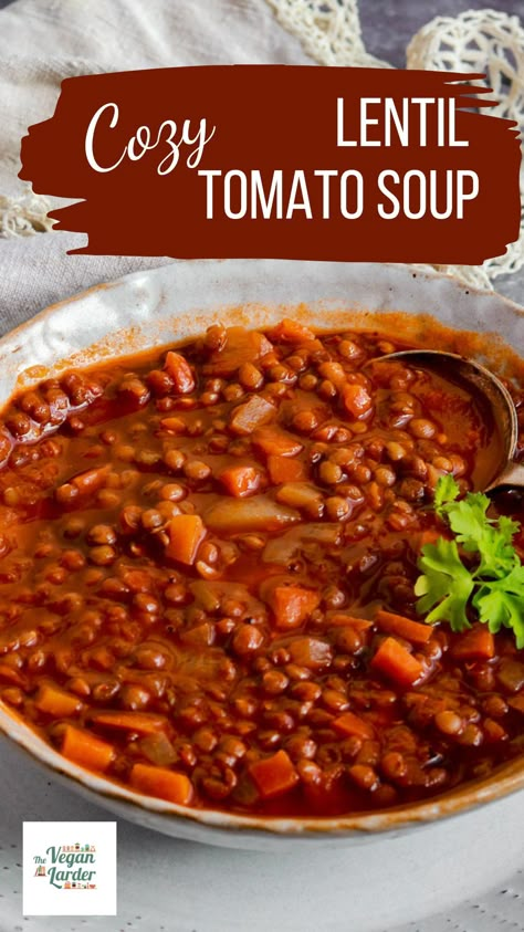 This is my family's most requested soup. It's cozy, hearty and warming. Packed with wholesome lentils and plenty of rich tomato flavour, this Lentil Tomato Soup is the perfect fall or winter lunch or dinner! Lentil Tomato Soup, Lentil Stew Recipes, Lentil Recipes Easy, Tomato Lentil Soup, Tomato Lentils, Winter Lunch, Easy Soup Recipe, Cauliflowers, Vegan Pumpkin Spice