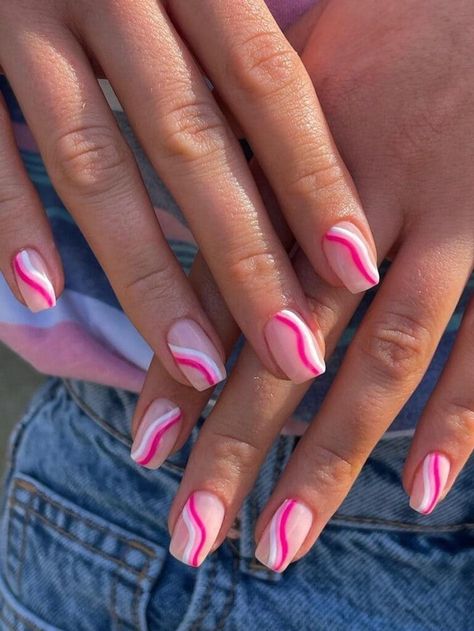 Nail Designs Hot Pink, Pink Tip Nails, Spring Break Nails, Kutek Disney, Pink Gel Nails, Hot Pink Nails, Broken Nails, White Acrylic Nails, Summery Nails