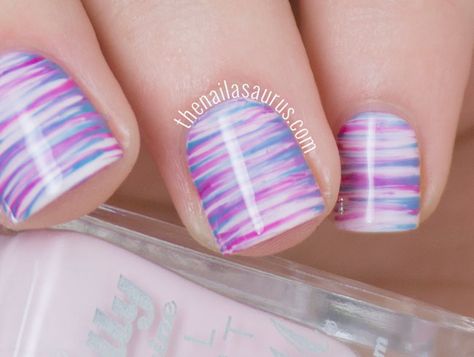 Purple Fan Brush Nail Art Easy Nail Art With Brushes, Nail Art Designs Brush Work, Paddle Brush Nail Art, Easy Nail Art With Paddle Brush, Fan Brush Nail Art, Fan Brush Nails, Brush Nail Art, Spring Designs, Uk Nails