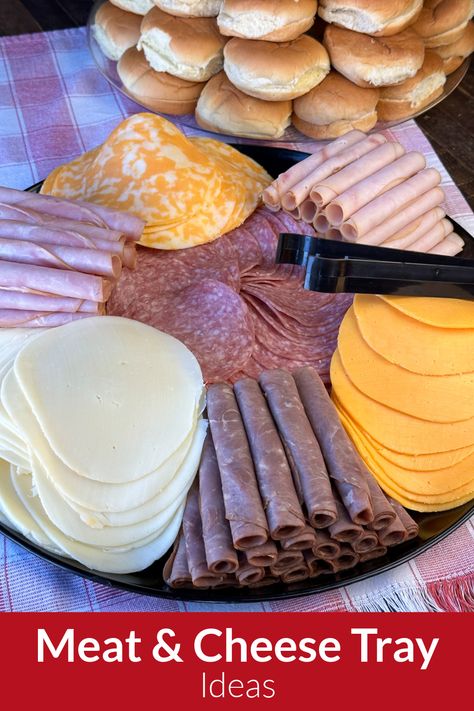 Tray filled with neatly arranged meats and cheeses. Deli Platter Ideas Meat Trays, Make Your Own Sandwich Platter, Deli Tray Ideas Diy Party Platters, Meat Cheese Tray, Food Tray Ideas, Deli Platters, German Breakfast, Deli Tray, Library Christmas