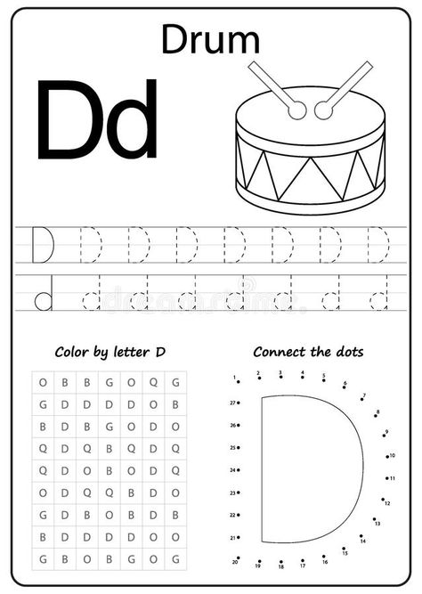 Writing letter D. Worksheet. Writing A-Z, alphabet, exercises game for kids. royalty free illustration Letter Writing For Kids, Letters Illustration, Letter D Worksheet, Letter Worksheets For Preschool, Alphabet Writing Practice, Alphabet Worksheets Preschool, English Worksheets For Kids, Preschool Writing, Alphabet Writing