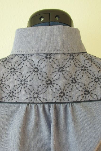 Dear Lizzie...: Slow Sewing Sashiko Clothing, Yoke Embroidery Design, Back Yoke Design, Sashiko Tutorial, Slow Sewing, Embroidery Sashiko, Sashiko Pattern, Embroidery Denim, Pocket Embroidery