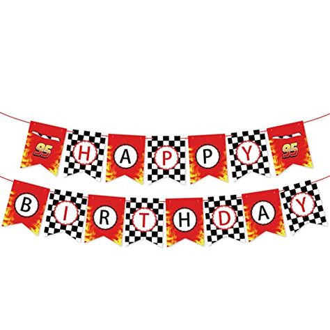 Car Happy Birthday, Race Car Birthday Decorations, Race Car Themes, Happy Birthday Kids, Car Themed Parties, Cars Theme Birthday Party, Race Party, Race Car Party, Happy Birthday Lettering