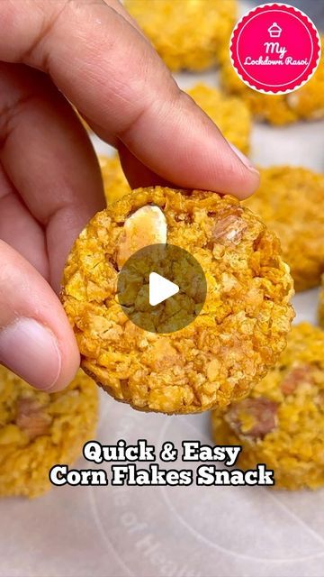 Sunita Jangid on Instagram: "Quick & Easy Corn Flakes Snacks Recipe 3 Ingredients ! 5 Minutes ! 1 Month Storable! @mylockdownrasoi  . .  #HealthySnacks #3IngredientRecipes #5MinuteRecipes #NoFlourNoSugar #NoBakeSnacks #EasyRecipes #HealthyEating #mothersday #motherdayspecial #dessert  #NoSugarAdded #SimpleSnacks #snacks #snack" Storable Snacks Recipes, Corn Flakes Treats, Recipes With Corn Flakes, Storable Snacks, Corn Flakes Recipes, Cornflake Recipes, Flake Recipes, Easy Corn, How To Make Corn