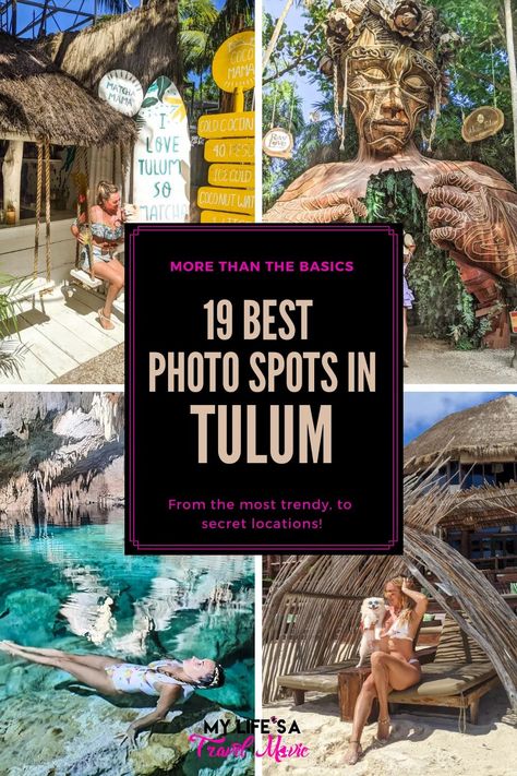 Take it from someone who LIVES in Tulum -- these are the 17 BEST photo spots in Tulum! From the most trendy and iconic shots and their locations, to secret cenotes away from the never ending crowds! This is unlike every other basic Tulum photo spots guide out there, I guarantee it! Movie Instagram Highlight Cover, Tulum Photo Ideas, Maya Rivera, Tulum Birthday, Best Cenotes In Tulum, Mayan Ruins Tulum, Tulum Hidden Gems, Tulum Vacation, Azulik Tulum