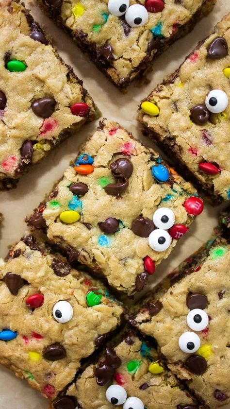 Almond Joy Bars Recipe, Monster Cookie Bars Recipe, Almond Joy Bars, Halloween Bark, Chocolate Oatmeal Bars, Monster Cookie Bars, Desserts Bars, Chocolate Chip Pecan Cookies, Magic Cookie Bars