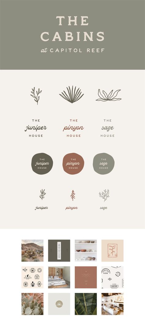 Mood Board Design Layout, Airbnb Ideas Interior Design, Interior Design Branding Identity, Airbnb Logo, Airbnb Ideas, Cabin Interior Design, Airbnb Design, Coffee Shop Logo, Capitol Reef