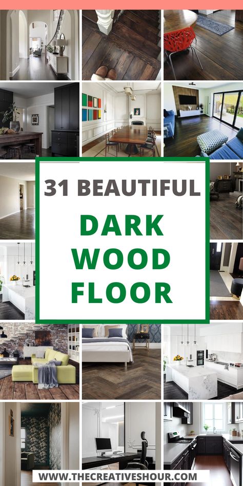 Dark wood floors exude a captivating elegance that adds depth and sophistication to any room. Whether you're envisioning a cozy living room, a stylish kitchen, a serene bedroom, or a welcoming dining room, these stunning floors have the power to transform your space into a haven of refined beauty. From their ability to create striking contrasts with white walls to their versatility in complementing various design styles. Dark Living Room Floor Decor, Dark Wood Floors Light Walls, Dark Cherry Floors Living Room, Dark Wood Floor Dining Room Ideas, Living Room With Dark Brown Floors, Bedrooms With Dark Floors, Dark Wood Kitchen Floors Color Schemes, Decor With Dark Wood Floors, White Walls Dark Floors Living Room