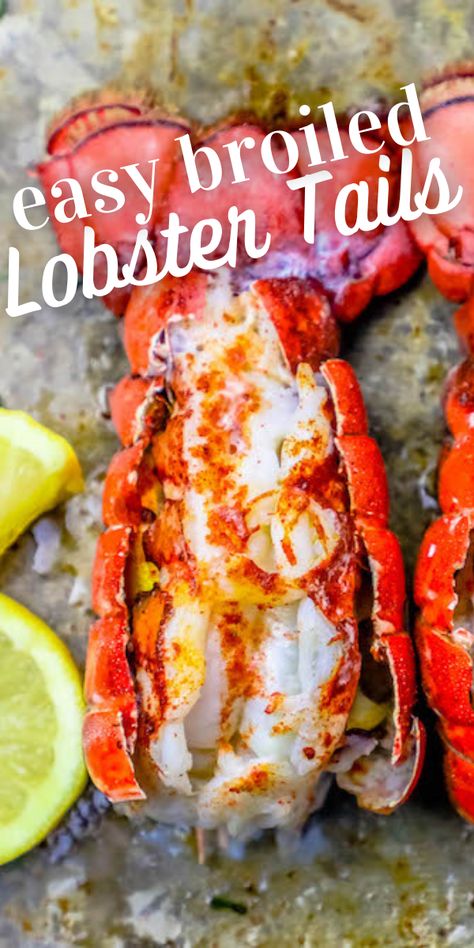 This is the BEST recipe for broiled lobster tails - so tender, juicy, and delicious! Lobster Tail Recipe Broiled, Broiled Lobster Tail, Broiled Lobster Tails, Fried Lobster Tail, Broil Lobster Tail, Cooking Lobster Tails, Lobster Recipe, Fried Lobster, Lobster Recipes Tail