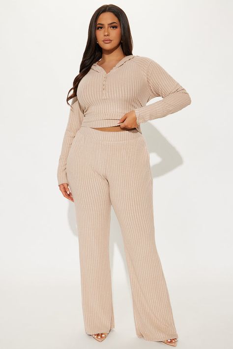 Plus Size Fashion | New Plus Size Clothing Arrivals | Fashion Nova Taupe Fashion, Women's Henley, Casual Wear Women, Future Outfit, Wide Leg Pant, Pant Set, Hooded Pullover, Leisure Wear, Pajamas Women