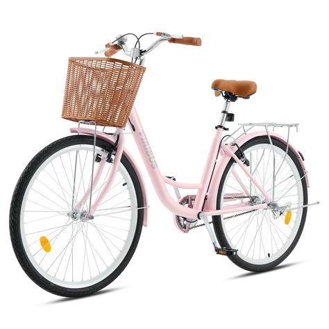 Pink Bike With Basket, Vintage Ladies Bike, Ladies Bike, City Bicycle, Dutch Bike, Bike With Basket, White Bike, Beach Cruiser Bike, Black Bicycle