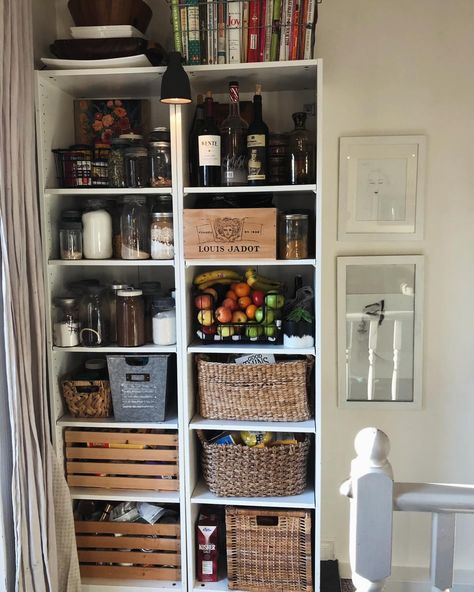 Any open pantry fans? It can get messy, but we love the European feel, and easy access! (also, it forces us to stay mostly organized😏) See that “junk” crate bottom left? 😐 #pantrydesign #pantry #openpantry #home #homeorganization #ikea #peaveymart #designmyspace #homedecor Open Pantry, Pantry Design, Easy Access, Pantry, Home Organization, The Unit, Quick Saves, Home Decor, Home Organisation