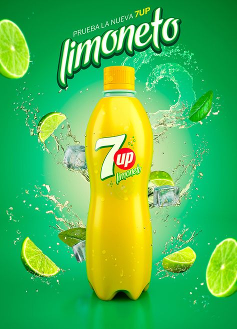 7Up Limoneto Soda Ad Soda Ads, Juice Ad, Juice Packaging, 광고 디자인, 7 Up, Social Design, Social Media Advertising Design, Publicidad Creativa, Work Project