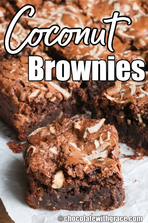 Chocolate Coconut Brownies, Best Ever Brownies, Homemade Brownie Mix, Cheesecake Swirl Brownies, Cocoa Powder Brownies, Homemade Brownies Easy, Coconut Brownies, Coconut Recipe, Baked Coconut