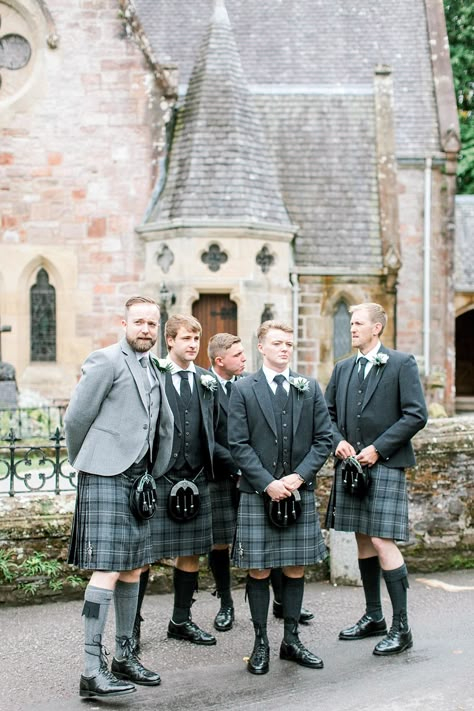 Grey Kilt Wedding, Wedding Kilts For Men, Kilt Wedding Party, Kilt Wedding Outfit, Kilt Groomsmen, Groomsmen Kilts, Wedding Kilts Grooms, Kilts Wedding, Scottish Wedding Themes