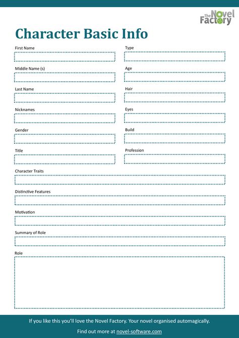 Character Basic Profile Worksheet. A free, downloadable, printable PDF to help with the character creation for your novel. #amwriting Character Worksheet For Writers, Basic Character Sheet, Novel Writing Worksheets Free Printable, Novel Writing Worksheets, Character Info Sheet Template, Character Bio Template, Character Creation Sheet, Character Development Worksheet, Character Profile Template