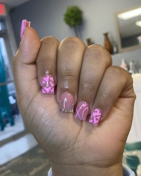 Myel Nailed It on Instagram: "It’s THAT season 💕💕 This is your sign to get those nails done ! @myelnailed.it . . . #nailinspo #exploremore #explorepage✨ #nailsoftheday #valentines #vdaynails #valentinesnails #pink #shortnails #nailinspo #nailideas #instagood #viral #viralvideos #nailart #manicure #love #photooftheday #supportsmallbusiness #northcarolina #texas #atlantanails #california #cincinnatibraider #cincinnatinails #nailtechnician #ohio" Pink Short Valentine Nails, Valentine’s Day Acrylic Nails Ideas, Valentines Short Nails Ideas, Unique Acrylic Nails Valentines, Short Acrylic Nails February, Short Blue Valentines Day Nails, Valentine’s Day Nail Set Short, Cute Valentine’s Day Nails Square, Valentines Days Short Nails