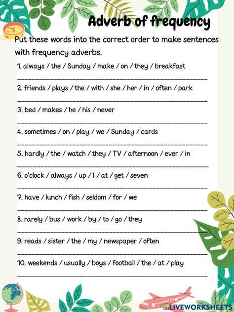 Adverb of frequency online pdf worksheet Esl Grammar Worksheets, Adverb Of Frequency Worksheets, English Exercises Worksheets, Adverbs Of Frequency Worksheets, Adverb Of Frequency, Frequency Worksheet, English Adverbs, Adverb Activities, Live Worksheet