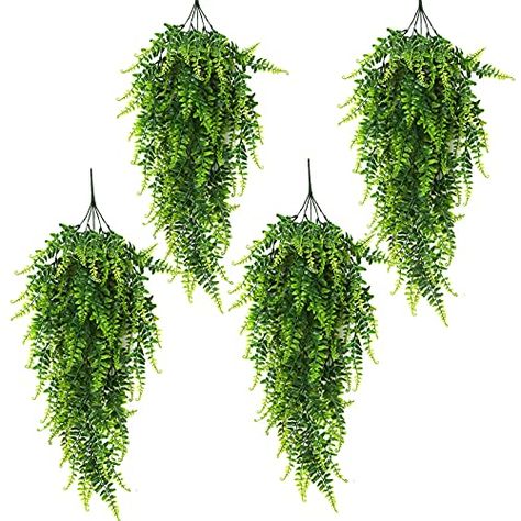 RECUTMS Hanging Artificial Plants Artificial Boston Fern Fake Hanging Plant Plastic Greenery Ivy Vinesfor Wall Home Room Garden Wedding Garland Outside Decoration(Pack of 4) Hanging Ferns, Fake Hanging Plants, Artificial Hanging Plants, Boston Fern, Hanging Plant Wall, Wedding Garland, Room Garden, Vine Wall, Outside Decorations