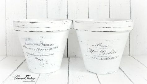 French Terracotta Pots, French Terracotta, French Images, Waterslide Decal Paper, Easy Diy Wreaths, Terra Cotta Pots, Waterslide Decals, Black Acrylic Paint, Pot Crafts