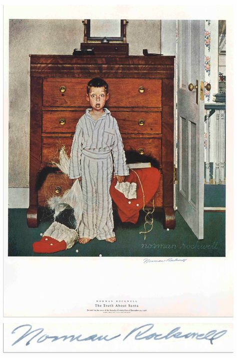 Click to close image, click and drag to move. Use arrow keys for next and previous. Truth About Santa, Norman Rockwell Prints, Norman Rockwell Art, Saturday Evening Post Covers, Rockwell Paintings, Norman Rockwell Paintings, John Singer Sargent, Illustration Vintage, Christmas Scrapbook