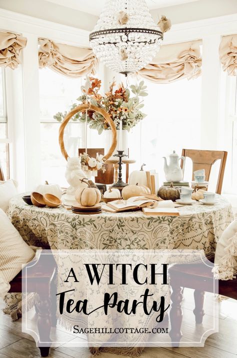 Haunted Tea Party, Witchy Tea Party, Spooky Tea Party, Witch Tea Party, Living Deliciously, Fall Tea Party, Witches Tea Party, Fall Nostalgia, Witchy Tea