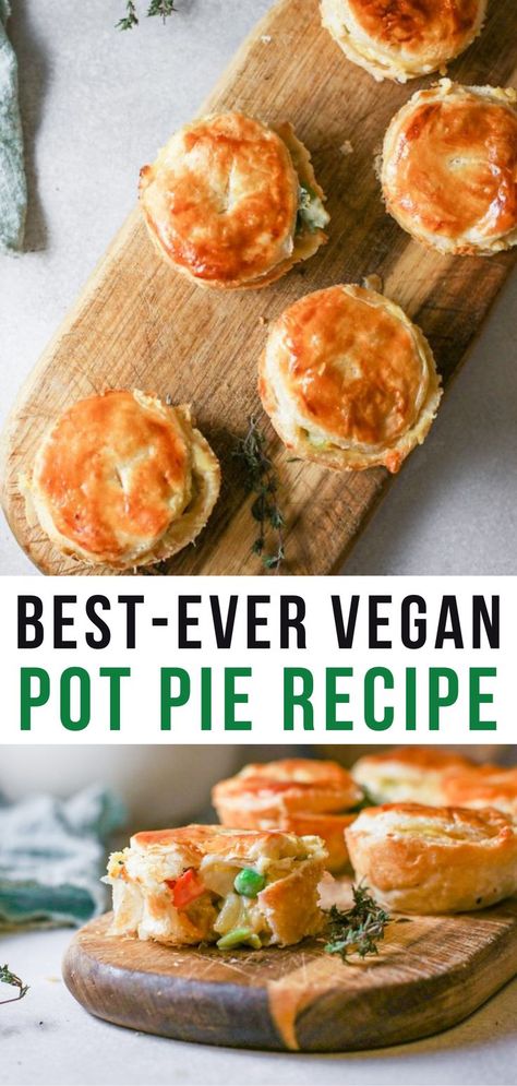 Pot Pie Easy Recipe, Recipes With Vegetables, Pot Pie Easy, Pie Easy Recipe, Vegan Pot Pie Recipe, Vegan Chicken Pot Pie, Vegan Fall Recipes, Vegan Pot Pie, Vegan Pot Pies