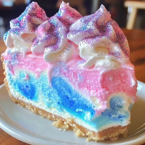 Cloud Cheesecake, Cotton Candy Cheesecake, Fluffy Cheesecake, Cotton Candy Flavoring, Cotton Candy Clouds, Edible Glitter, Fun Desserts, Cotton Candy, Whipped Cream