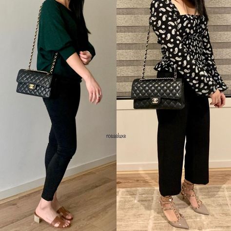 ROSE on Instagram: “🖤Happy Friday🖤Small classic flap vs Medium classic flap🖤 I have always wanted a medium size since it is the most popular size and never…” Chanel Classic Flap Bag, Classic Flap Bag, Bvlgari Bags, Celine Bag, Chloe Bag, Classic Flap, Replica Handbags, Hermes Bag, Lv Bag