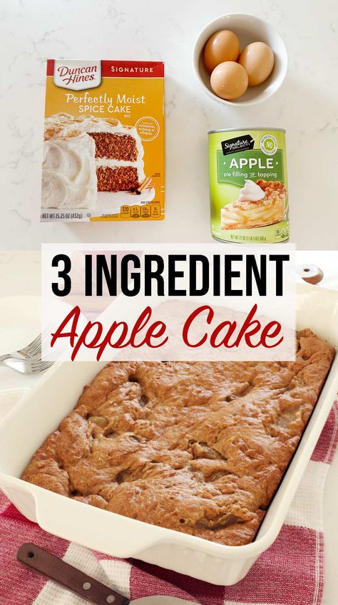 3 Ingredient Apple Spice Cake - Weekend Craft Spice Cake Mix Recipes, Apple Spice Cake Recipe, Apple Cake Recipe Easy, 2 Ingredient Cakes, Moist Spice Cake, Cake Mix Muffins, Recipes Using Cake Mix, Easy Apple Cake, Boxed Cake Mixes Recipes