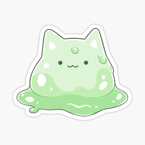 Green Stickers Aesthetic, Soto Betawi, Slime Cute, Cute Art Drawings, Sticker Freebies, Cute Slime, Cute Sleep, Color Flow, Chibi Cat