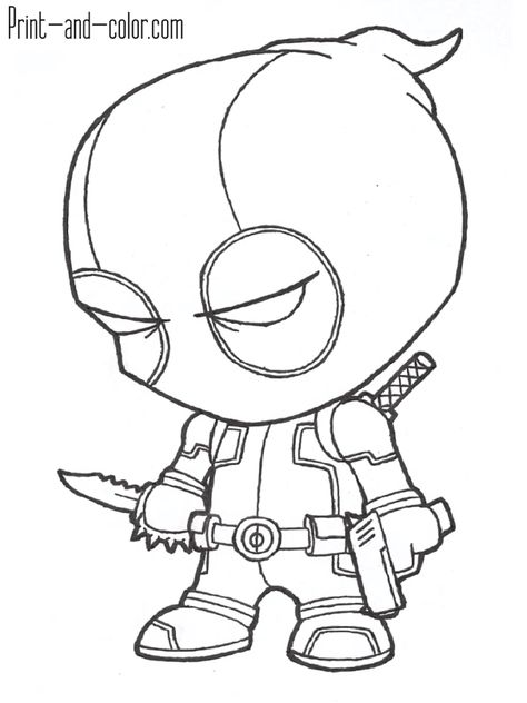 Deadpool Kawaii, Deadpool Coloring Pages, Deadpool Cartoon, Deadpool Birthday, Deadpool Drawing, Cool Cartoon Drawings, Superhero Coloring Pages, Cartoon Drawings Of People, Cartoon Drawings Disney