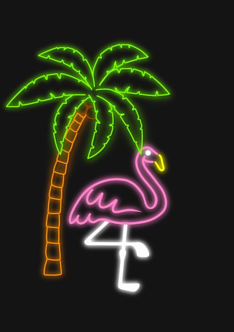 Neon Palm Tree Wallpaper, Miami Vice Party, Palm Tree Wallpaper, Neon Palm Tree, Neon Ideas, Flamingo Fashion, Club Tropicana, Palm Trees Wallpaper, Vice City