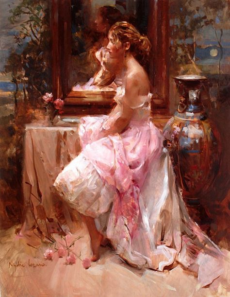 Romantic Elegance by Nydia Lozano Rennaissance Art, 수채화 그림, Sketchbook Inspiration, Romantic Art, Ethereal Art, Jolie Photo, Classical Art, A Mirror, Old Art